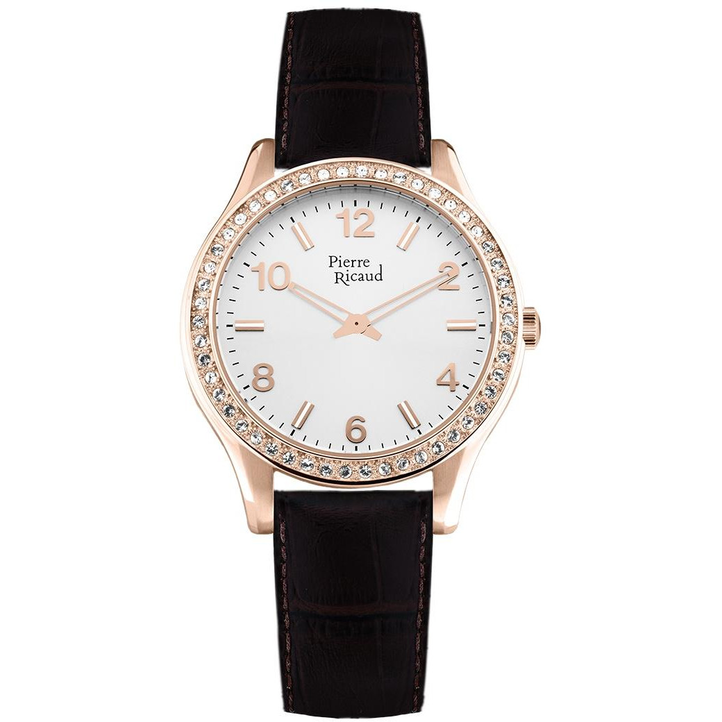 Biała tarcza w oprawie z cyrkonii