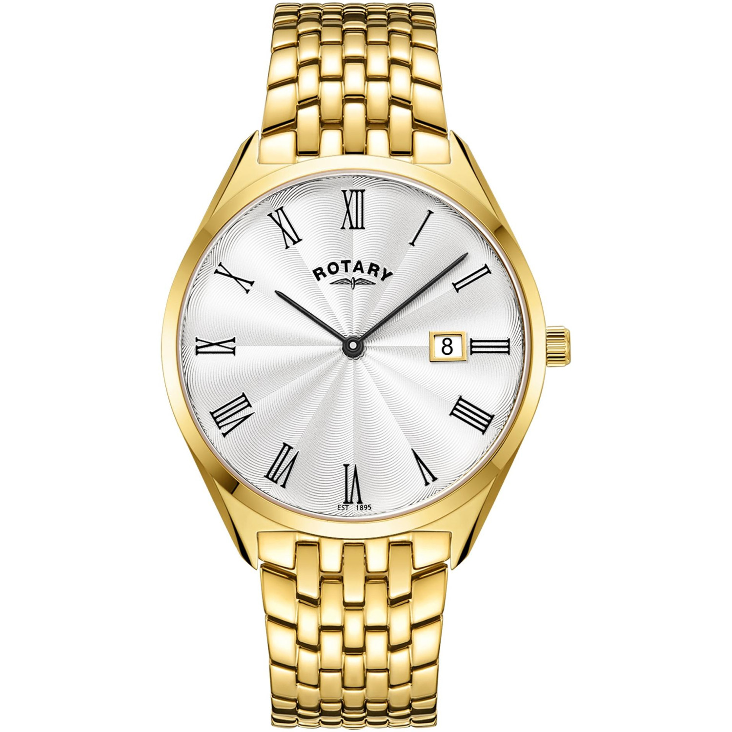 Rotary Ultra Slim GB08013/01 - męski złoty smukły zegarek z rzymskimi cyframi