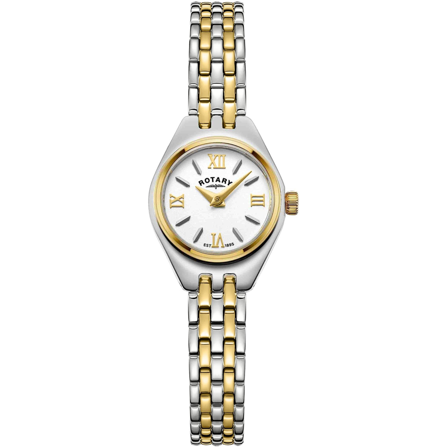 Rotary Cocktail LB05126/70 - damski dwutonowy zegarek 20 mm ze złotymi rzymskimi cyframi