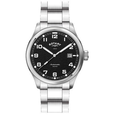 Zegarek Rotary x MoD British Army ATP 40 Automatic RGB90003/04A - czarna tarcza z lume na stalowej bransolecie
