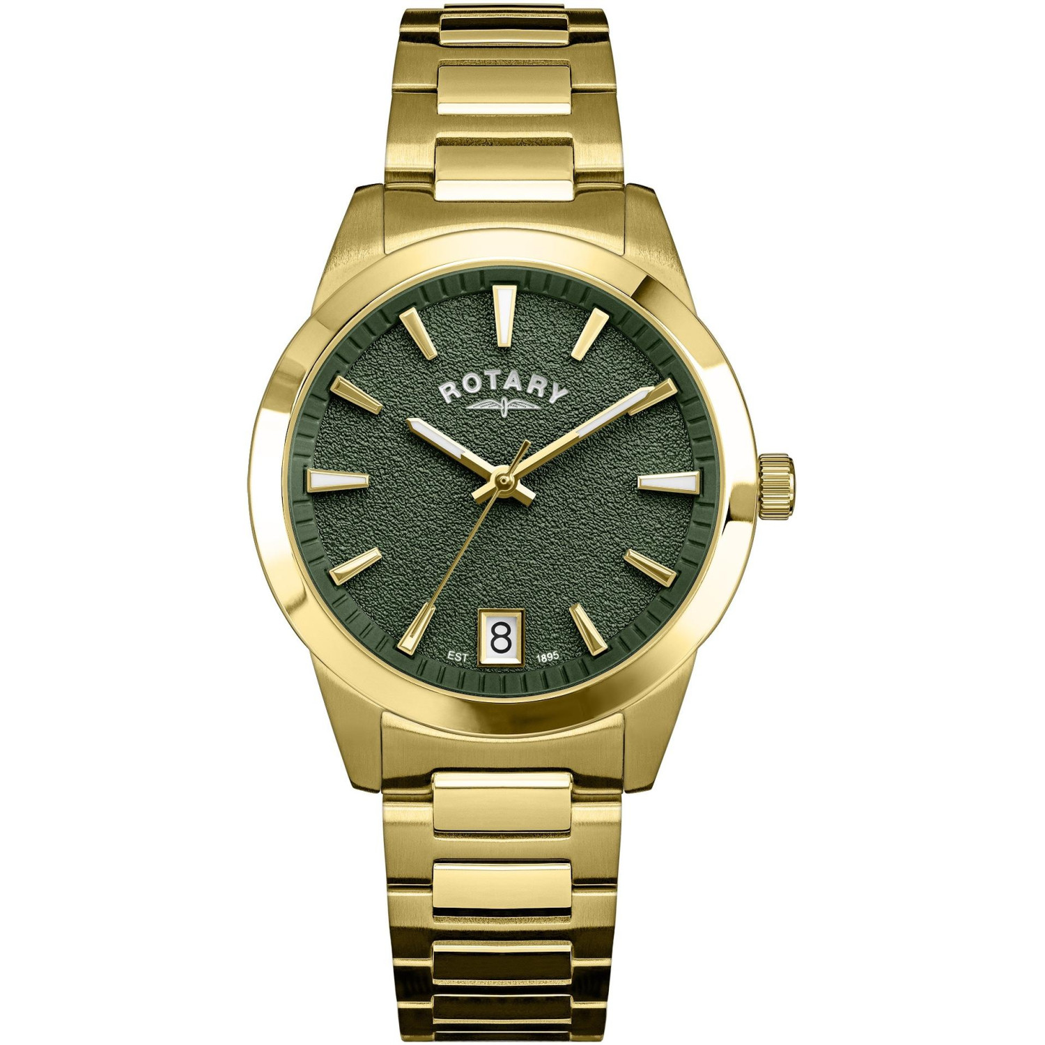 Rotary RLB10016/24 - damski złoty zegarek z zieloną tarczą i złotą bransoletą