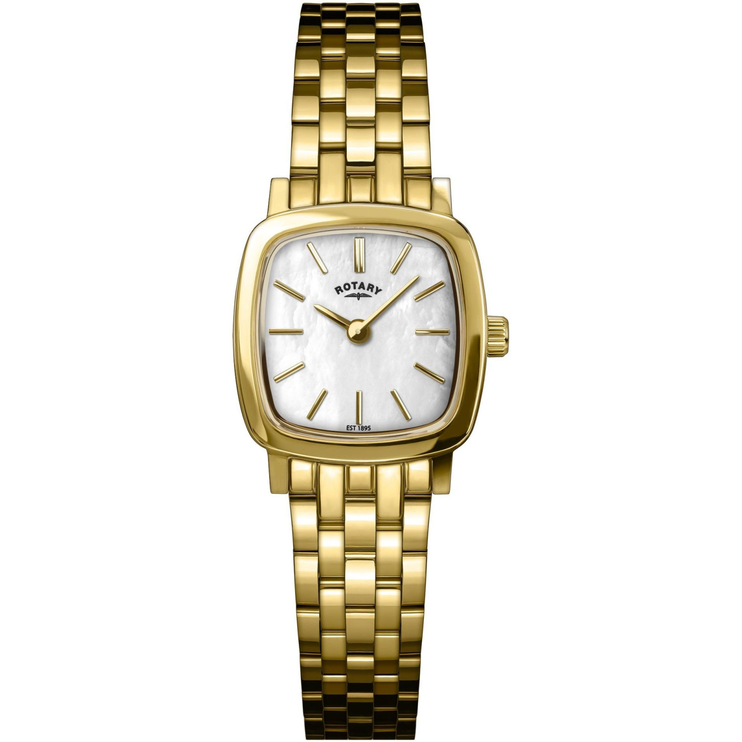 Rotary Heritage Astoria RLB10044/41 - damski złoty zegarek z kwadratową kopertą, tarczą z masy perłowej i złotą bransoletą