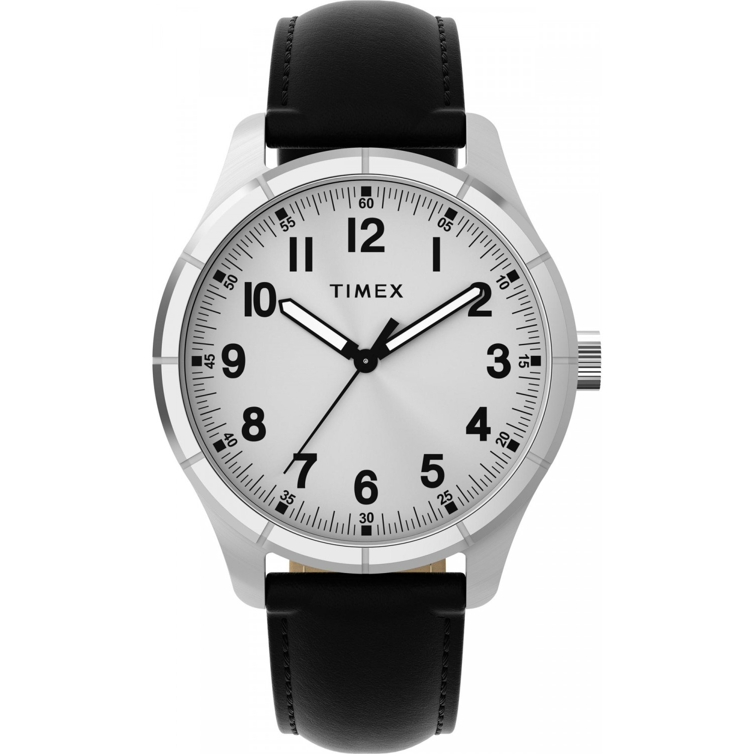 Zegarek Timex z białą tarcza z cyframi arabskimi