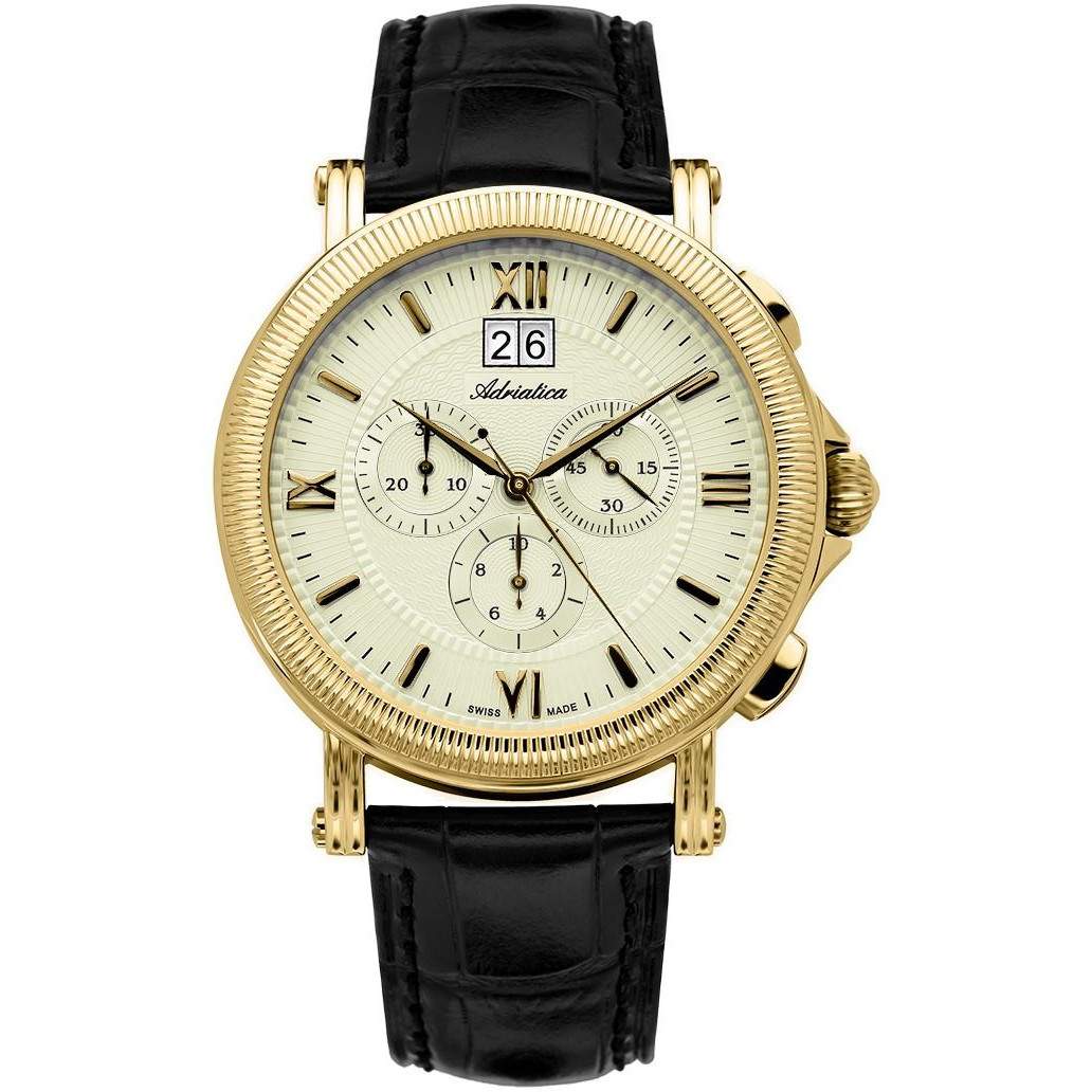 Szwajcarski chronograf na skórzanym pasku
